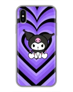 Чохол для iPhone X з картинкою «Kuromi та фіолетові серця»