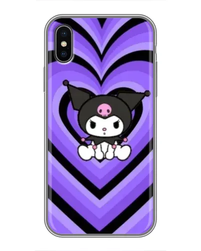 Чохол для iPhone X з картинкою «Kuromi та фіолетові серця»