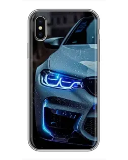 Чохол для iPhone X з картинкою «Погляд BMW з синіми фарами»