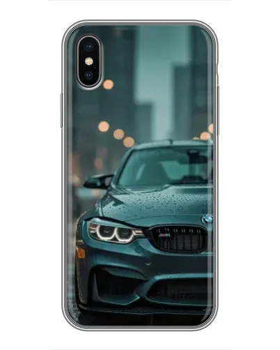 Чохол для iPhone X з картинкою «BMW у вогнях міста»