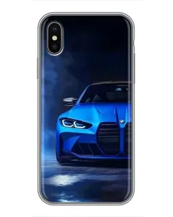 Чохол для iPhone X з картинкою «Блакитна BMW M4»