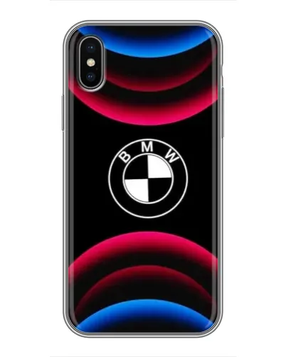 Чохол для iPhone X з картинкою «Логотип BMW та неонові дуги»