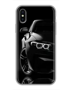 Чохол для iPhone X з картинкою «Чорна BMW — профіль»