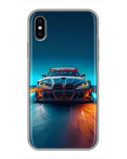 Чохол для iPhone X з картинкою «BMW — вогні неону»