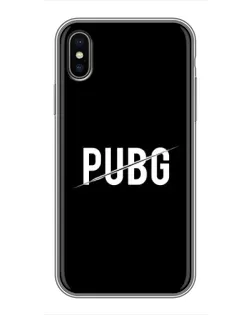 Чохол для iPhone X з картинкою «PUBG — білий логотип»