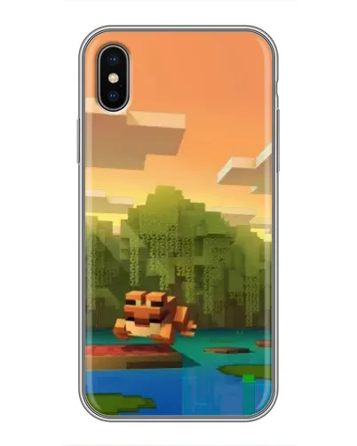 Чохол для iPhone X з картинкою «Майнкрафт захід сонця»