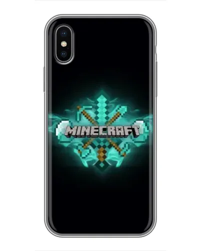 Чохол для iPhone X з картинкою «Minecraft Diamond лого»