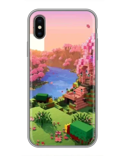 Чохол для iPhone X з картинкою «Рожеве дерево Minecraft»