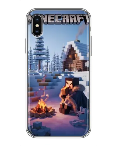 Чохол для iPhone X з картинкою «Зимовий Minecraft»