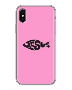 Чохол для iPhone X з картинкою «Рожевий символ Jesus»