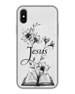 Чохол для iPhone X з картинкою «Квіти та Біблія»