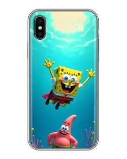 Чехол для iPhone X с картинкой «Спанч Боб под водой»