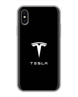 Чохол для iPhone X з картинкою «Tesla White Logo»