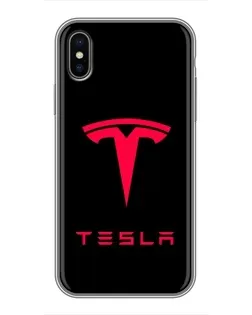 Чохол для iPhone X з картинкою «Tesla Red Logo»
