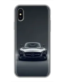 Чохол для iPhone X з картинкою «Mercedes на чорному»