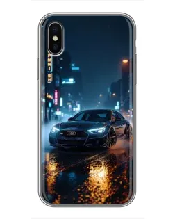 Чохол для iPhone X з картинкою «Нічне місто та Audi»