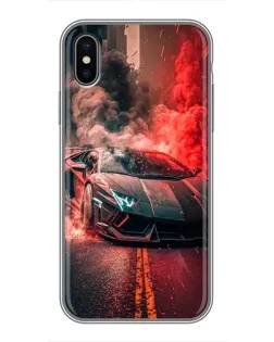 Чохол для iPhone X з картинкою «Lamborghini червоний дим»