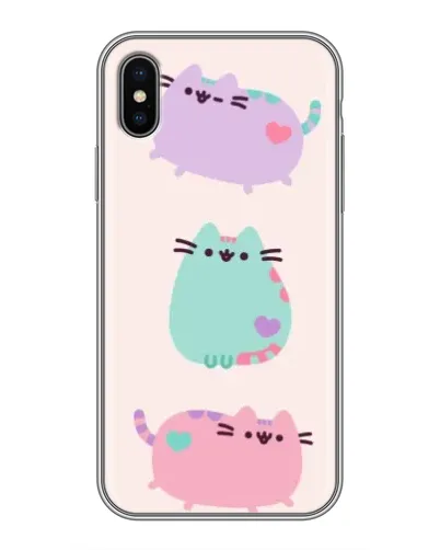 Чехол для iPhone X с картинкой «Pusheen трио»