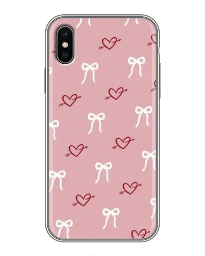 Чохол для iPhone X з картинкою «Серця та банти»