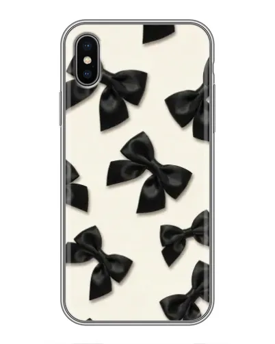 Чохол для iPhone X з картинкою «Чорні бантики»