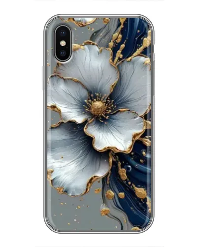 Чохол для iPhone X з картинкою «Біла квітка та золотий флюїд» Чохол для iPhone X з картинкою «Біла квітка та золотий флюїд»