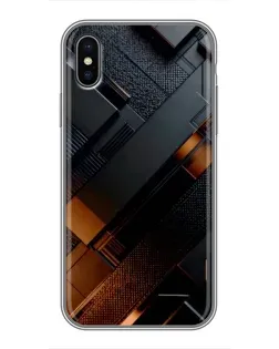 Чохол для iPhone X з картинкою «Чорні геометричні блоки»