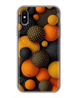 Чохол для iPhone X з картинкою «Об'ємні помаранчеві сфери»