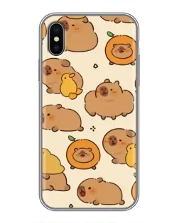 Чохол для iPhone X з картинкою «Капібари з апельсинами»