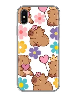 Чохол для iPhone X з картинкою «Квітковий паттерн капібар» Чохол для iPhone X з картинкою «Квітковий паттерн капібар»