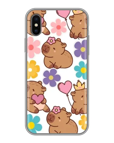 Чохол для iPhone X з картинкою «Квітковий паттерн капібар» Чохол для iPhone X з картинкою «Квітковий паттерн капібар»