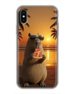 Чохол для iPhone X з картинкою «Капібара з піцою» Чохол для iPhone X з картинкою «Капібара з піцою»