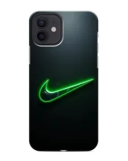 Чехол для iPhone 12 mini с картинкой «Неоновый контур Nike»