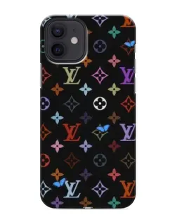 Чехол для iPhone 12 mini с картинкой «Цветная монограмма LV»