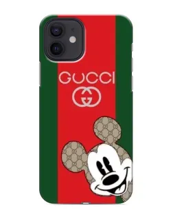 Чехол для iPhone 12 mini с картинкой «Gucci — полосы и Микки»