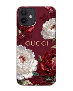 Чохол для iPhone 12 mini з картинкою «Gucci — бордові троянди»