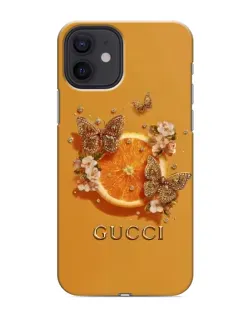 Чохол для iPhone 12 mini з картинкою «Gucci — золоті метелики»