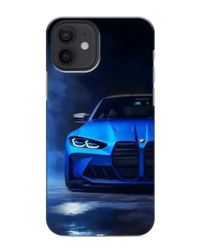 Чехол для iPhone 12 mini с картинкой «Голубая BMW M4»