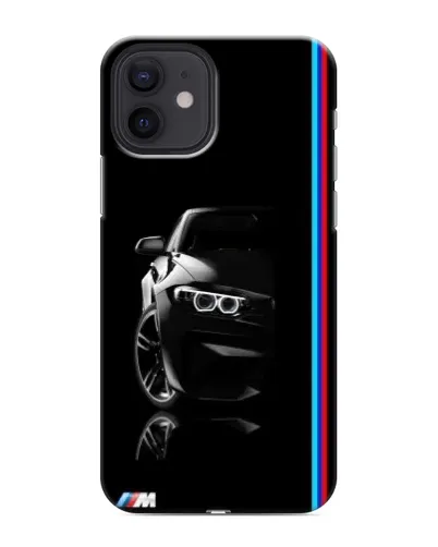 Чехол для iPhone 12 mini с картинкой «Силуэт BMW в темноте»