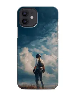 Чехол для iPhone 12 mini с картинкой «Герой PUBG на скале»