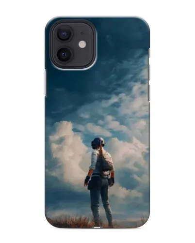 Чехол для iPhone 12 mini с картинкой «Герой PUBG на скале»