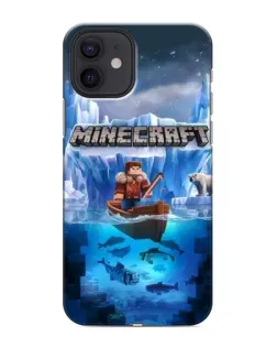 Чехол для iPhone 12 mini с картинкой «Minecraft ледяной мир»