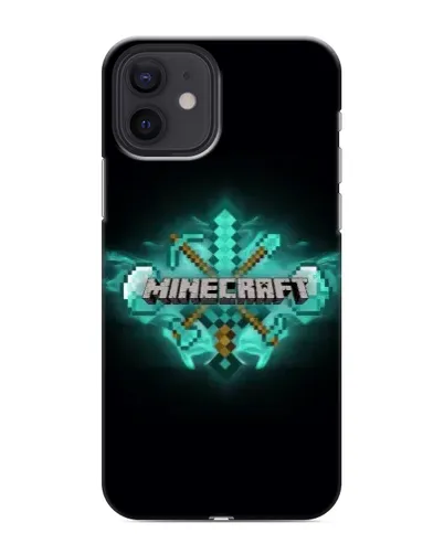 Чехол для iPhone 12 mini с картинкой «Minecraft Diamond лого»