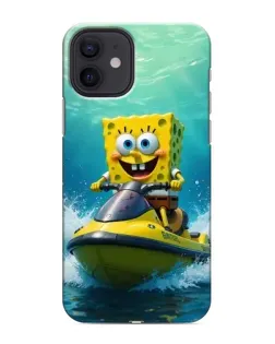 Чехол для iPhone 12 mini с картинкой «Спанч Боб на гидроцикле»