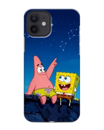 Чехол для iPhone 12 mini с картинкой «Губка Боб и Патрик ночью» Чехол для iPhone 12 mini с картинкой «Губка Боб и Патрик ночью»