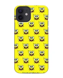 Чехол для iPhone 12 mini с картинкой «Паттерн Губка Боб»
