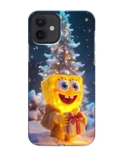 Чехол для iPhone 12 mini с картинкой «Рождественский Спанч Боб»