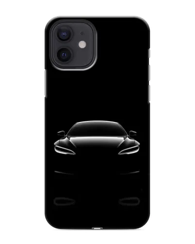 Чехол для iPhone 12 mini с картинкой «Силуэт Tesla Night»