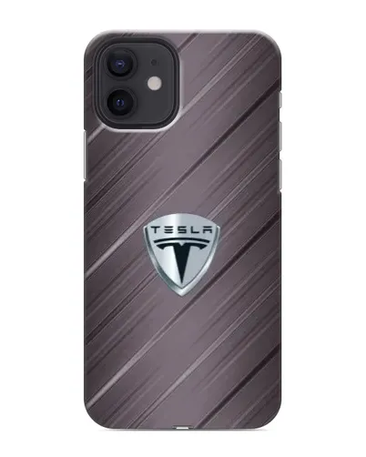Чехол для iPhone 12 mini с картинкой «Металлическая текстура Tesla»