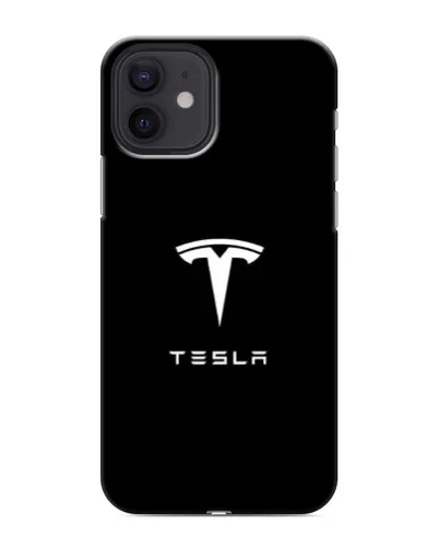 Чехол для iPhone 12 mini с картинкой «Tesla White Logo»