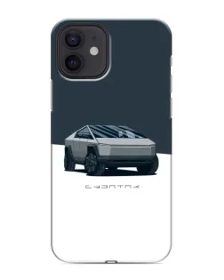 Чехол для iPhone 12 mini с картинкой «Серебристый Cybertruck Tesla»
